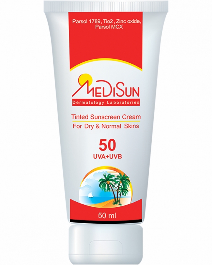 کرم ضد آفتاب رنگی SPF 50 برای پوست های خشک و نرمال مدیسان _ medisun